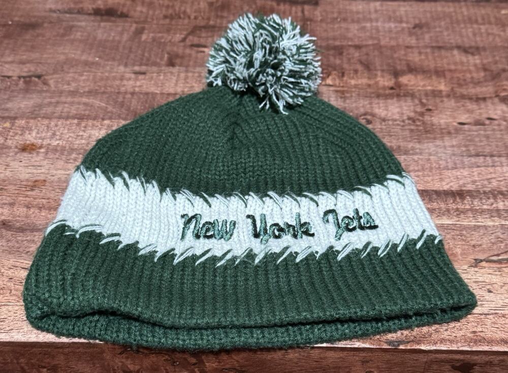 New Era Green New York Jets Knit Beanie Hat With Pom Official Licensed